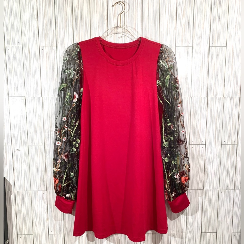 Embroidered Puff Sleeve Tunic Dress - Picture 5 of 7